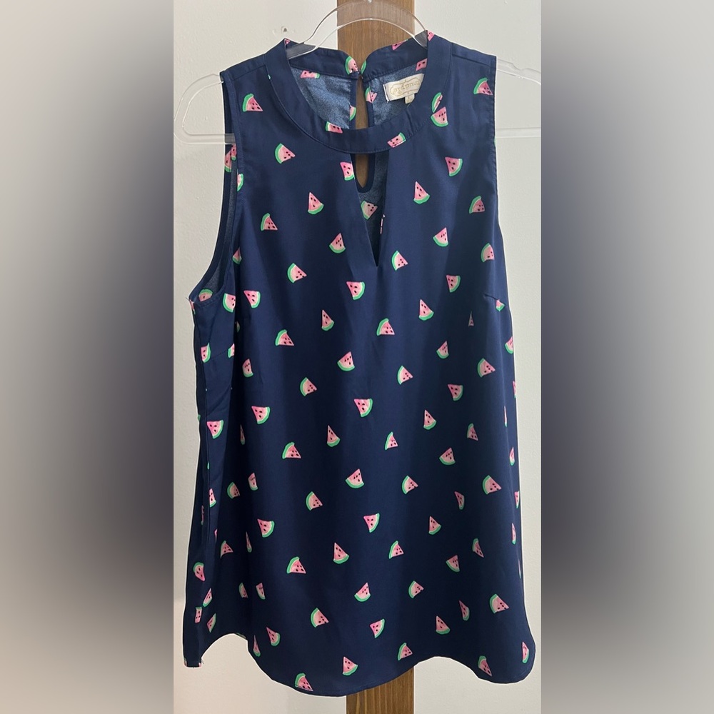 Mudpie Navy Sleeveless Top with‎ Watermelon Print